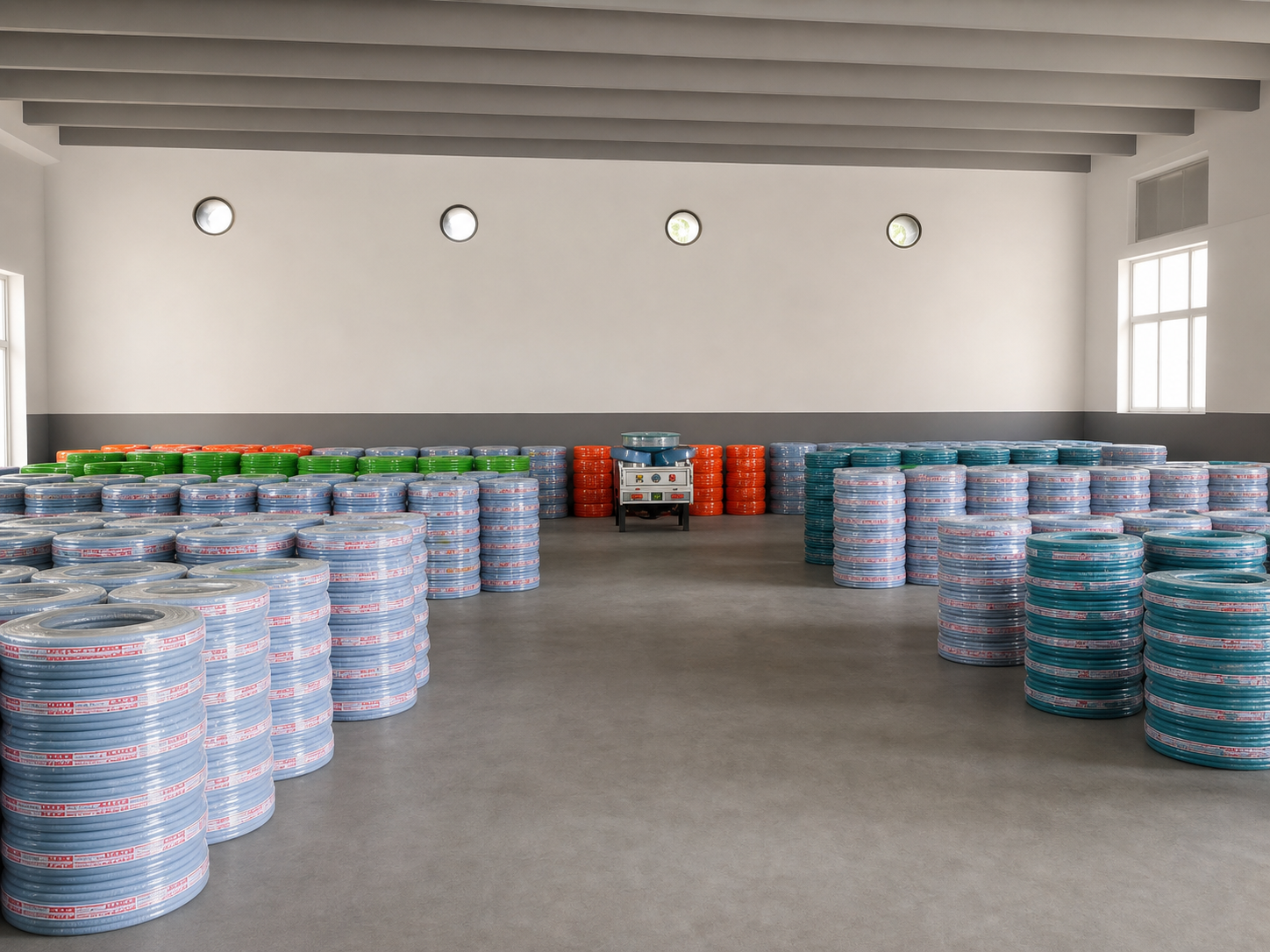 Organized finished PVC hose inventory