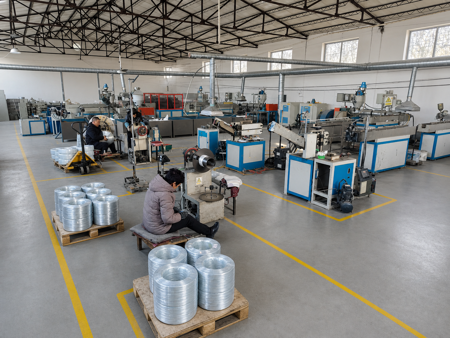 PVC hose coiling and production area